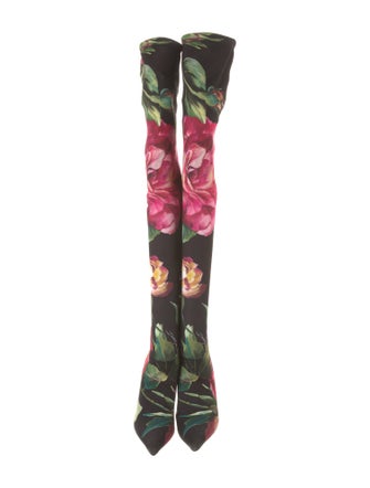 Dolce & Gabbana Floral Print Sock Boots