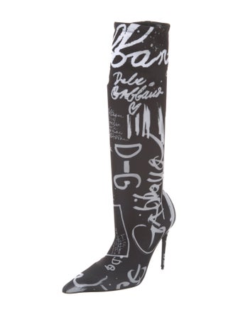 Dolce & Gabbana Satin Printed Sock Boots
