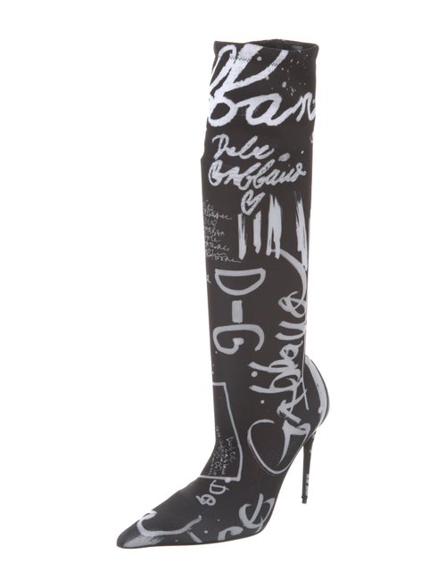 Dolce & Gabbana Satin Printed Sock Boots