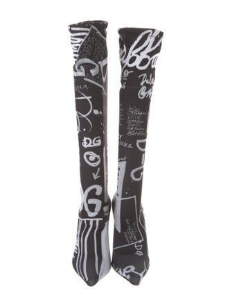 Dolce & Gabbana Satin Printed Sock Boots