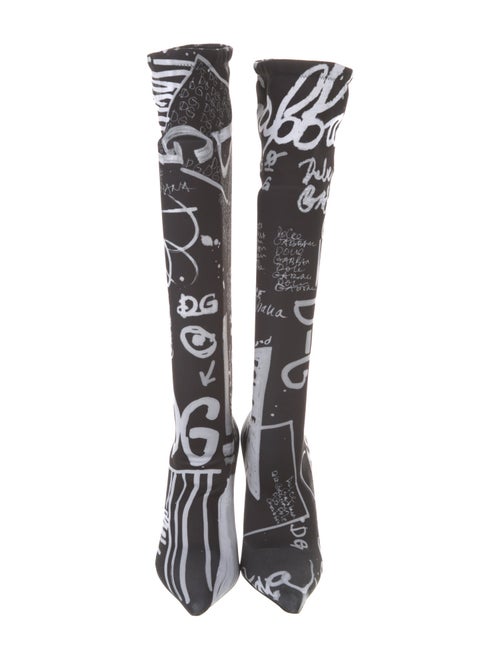 Dolce & Gabbana Satin Printed Sock Boots