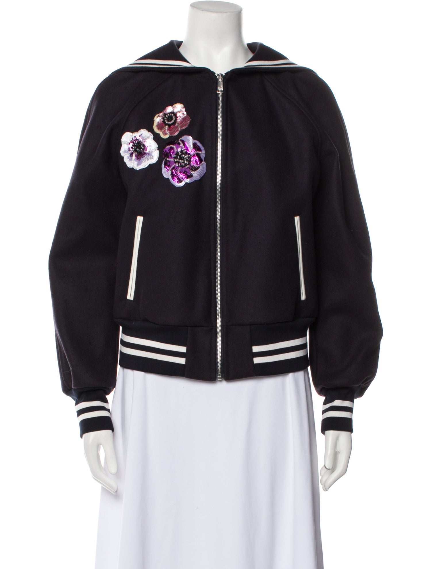 Dolce & Gabbana Virgin Wool Floral Print Bomber Jacket