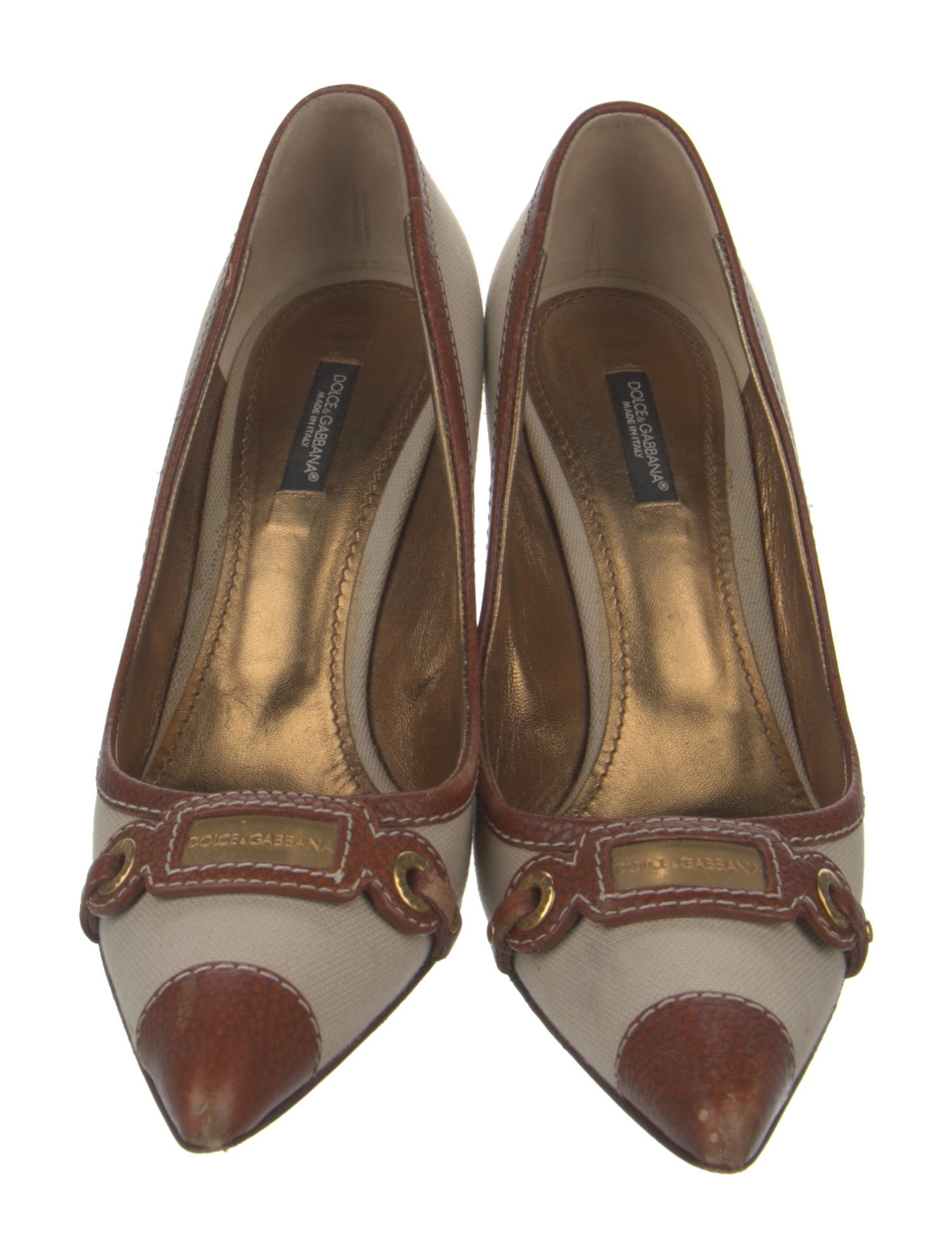 Dolce & Gabbana Canvas Colorblock Pattern Pumps