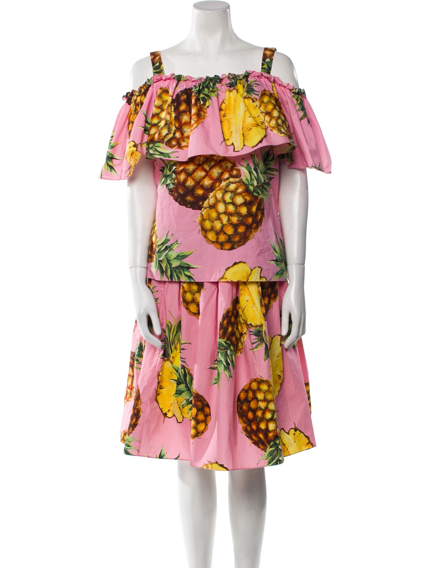 Dolce & Gabbana Floral Print Ruffle Embellishment Skirt Set