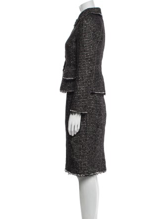 Dolce & Gabbana Tweed Pattern Mesh Accents Skirt Suit