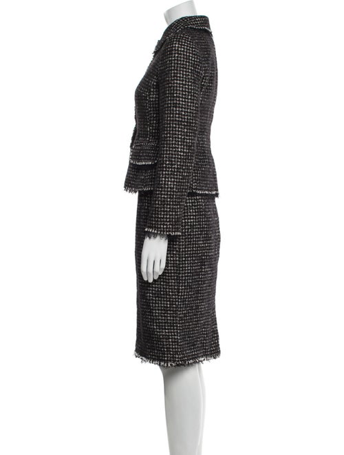 Dolce & Gabbana Tweed Pattern Mesh Accents Skirt Suit