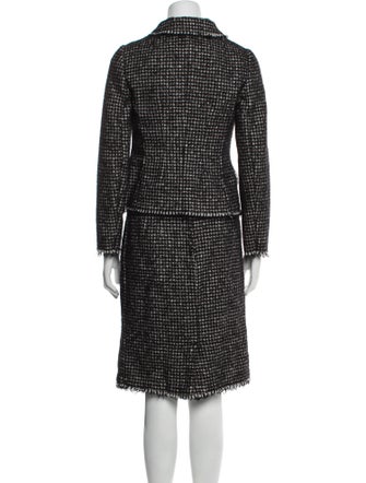 Dolce & Gabbana Tweed Pattern Mesh Accents Skirt Suit