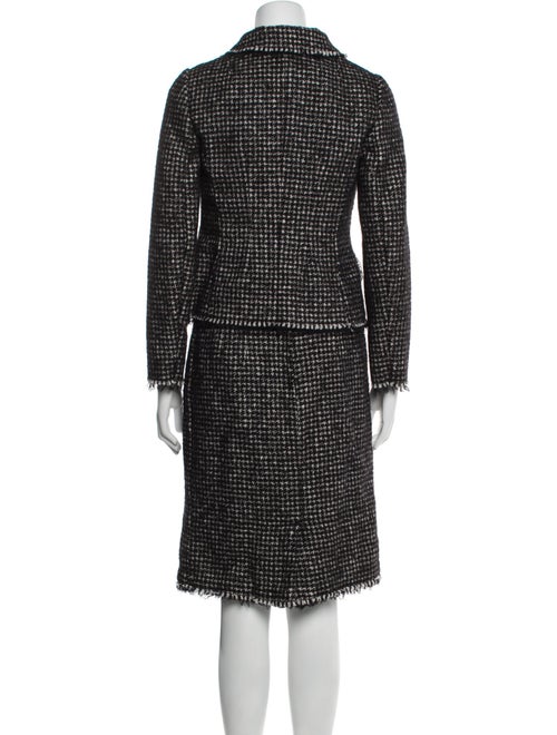 Dolce & Gabbana Tweed Pattern Mesh Accents Skirt Suit