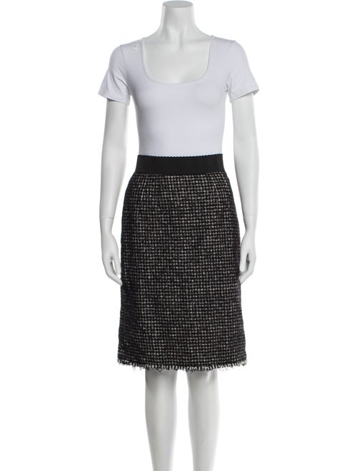 Dolce & Gabbana Tweed Pattern Mesh Accents Skirt Suit