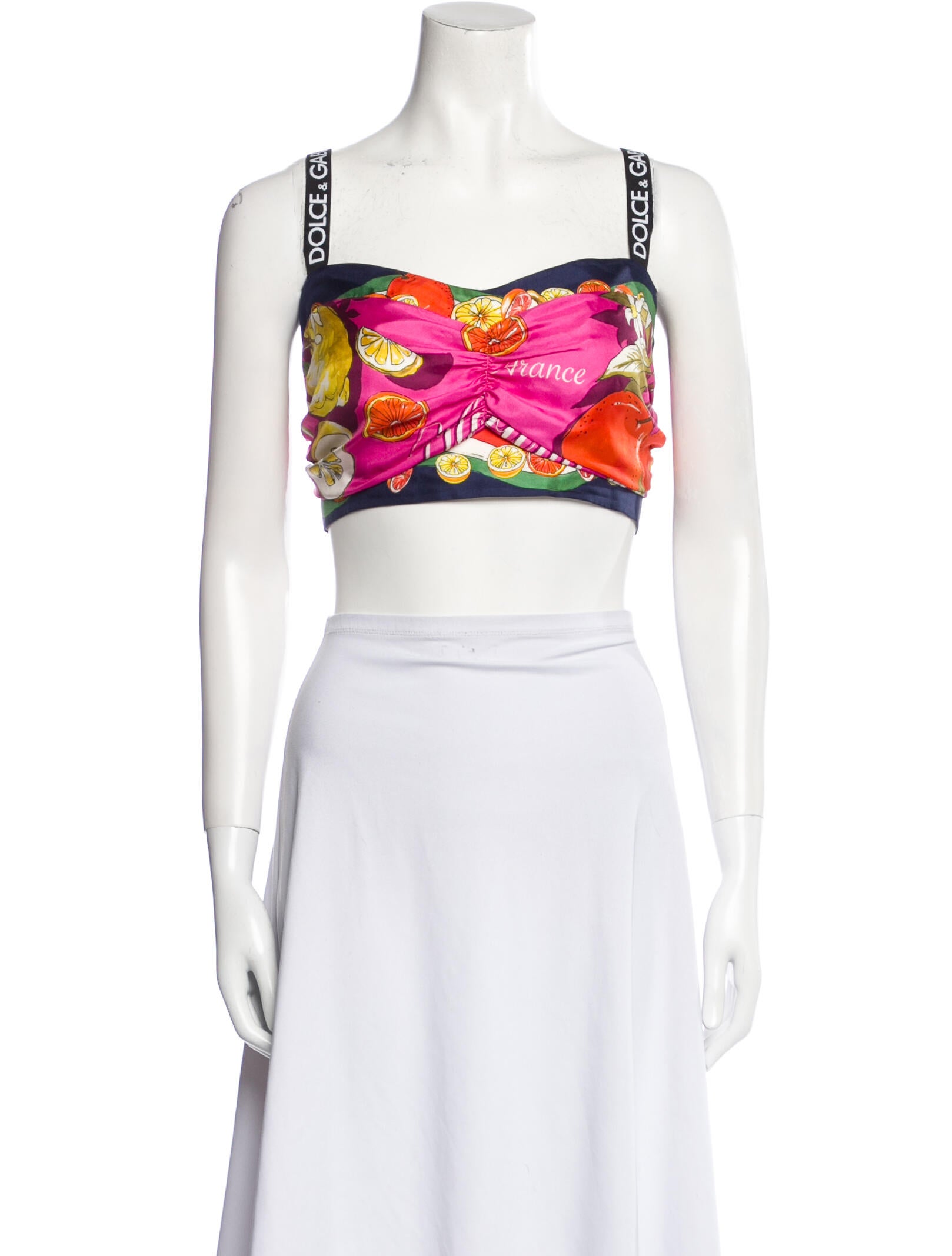 Dolce & Gabbana Printed Square Neckline Crop Top