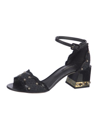 Dolce & Gabbana Straw Studded Accents Sandals