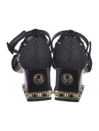 Dolce & Gabbana Straw Studded Accents Sandals