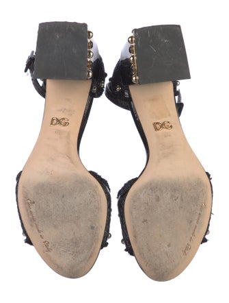 Dolce & Gabbana Straw Studded Accents Sandals