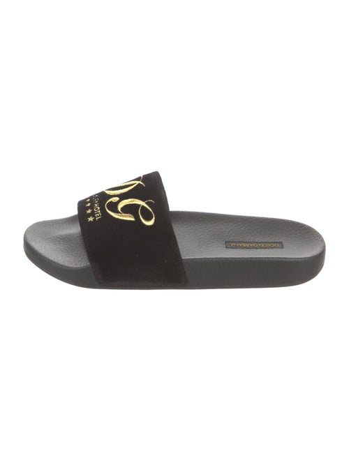 Dolce & Gabbana Velvet Printed Slides