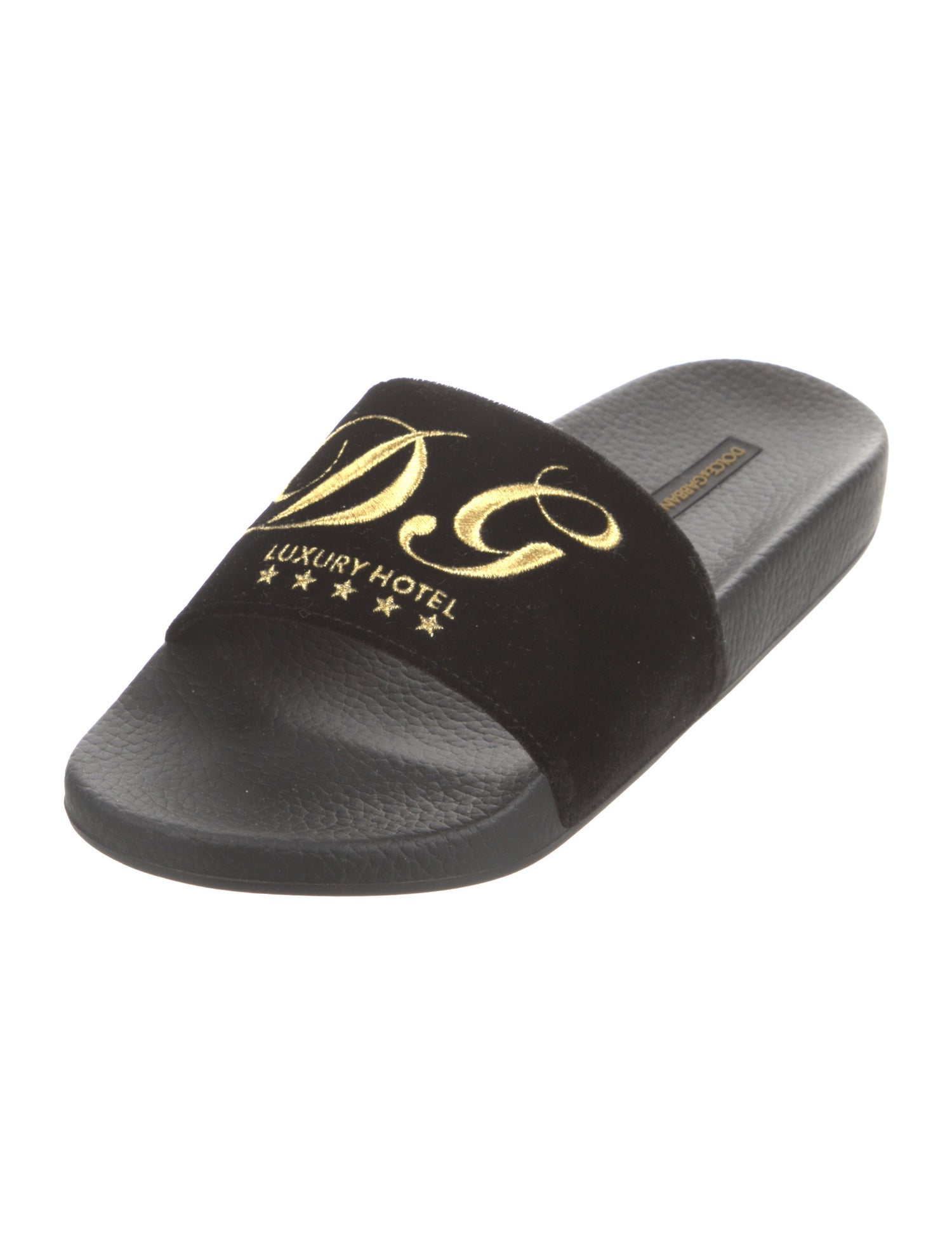 Dolce & Gabbana Velvet Printed Slides