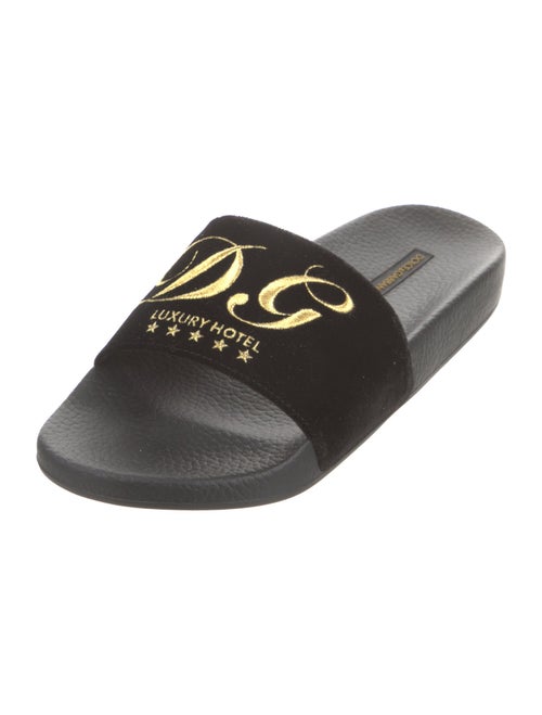 Dolce & Gabbana Velvet Printed Slides