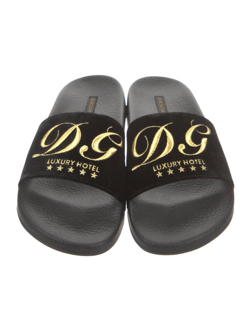 Dolce & Gabbana Velvet Printed Slides