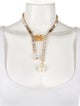Dolce & Gabbana Crystal & Faux Pearl DG Logo Choker Necklace