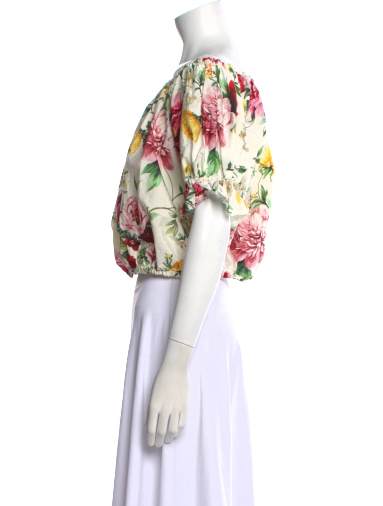 Dolce & Gabbana Floral Print Off-The-Shoulder Crop Top