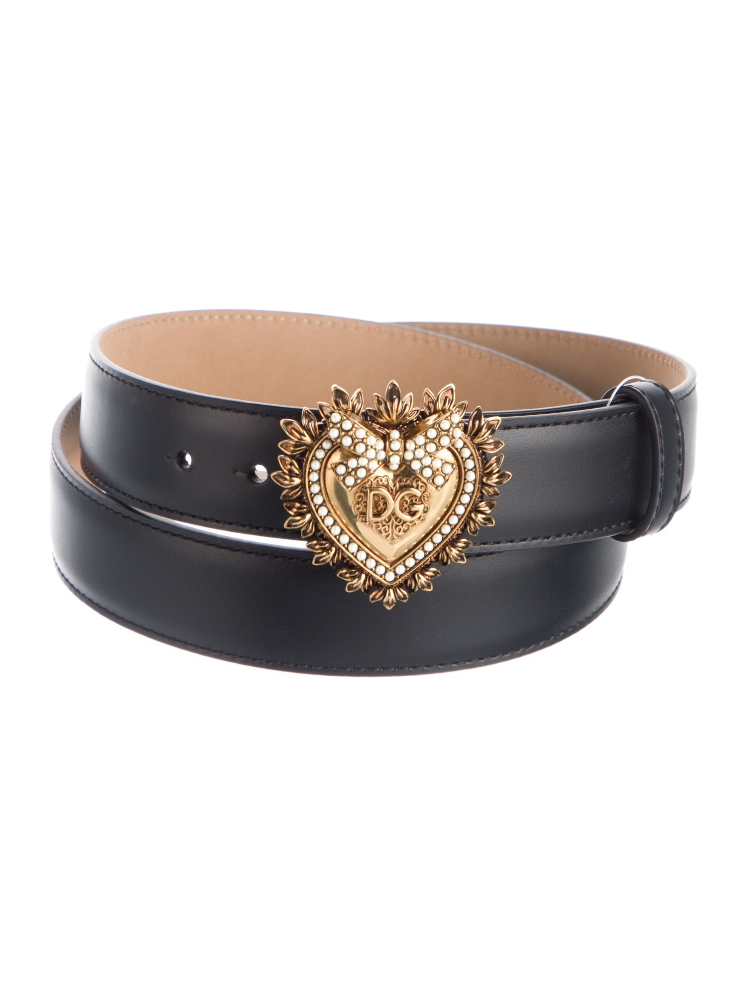 Dolce & Gabbana Leather Beaded Accents Belt