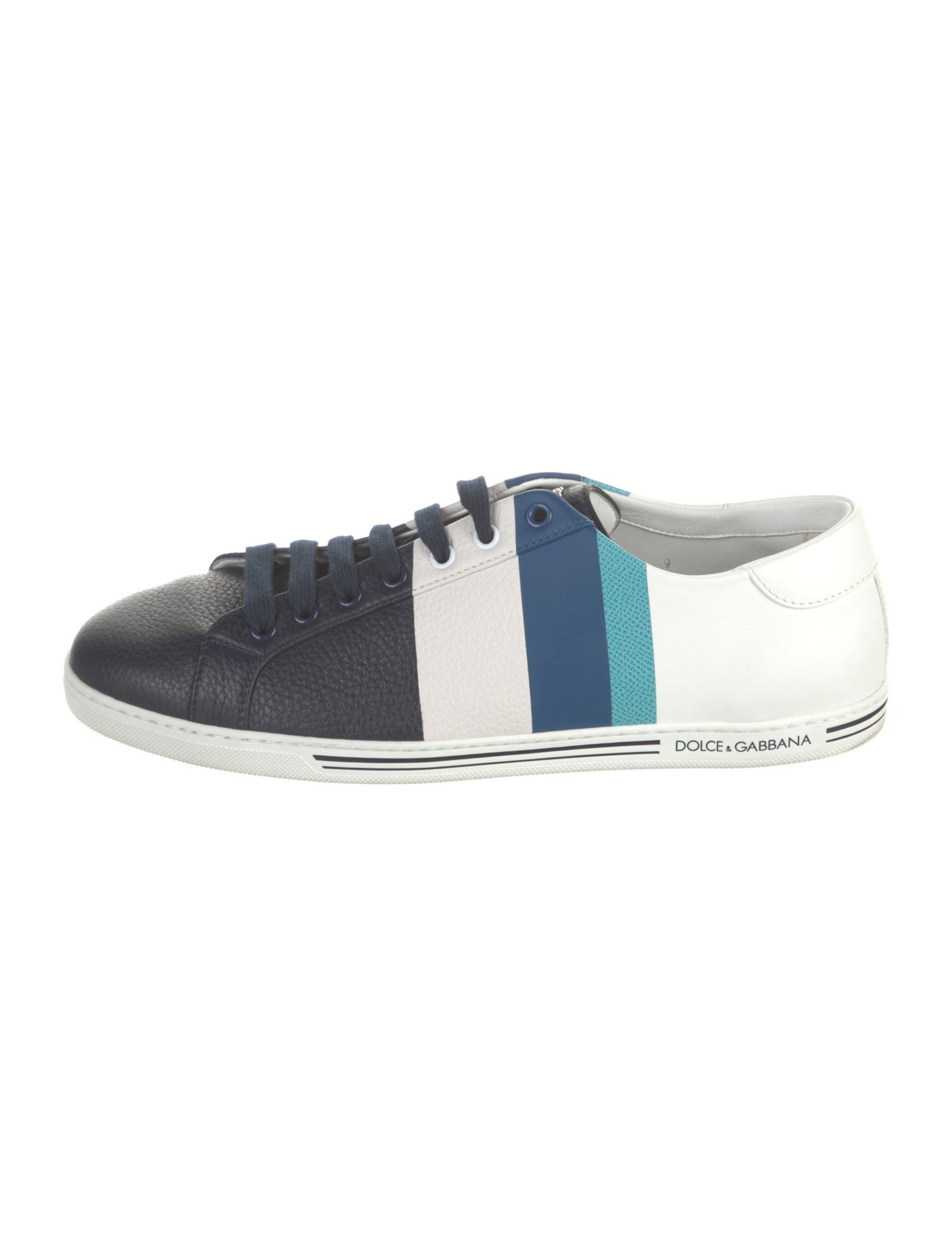 Dolce & Gabbana Leather Colorblock Pattern Sneakers