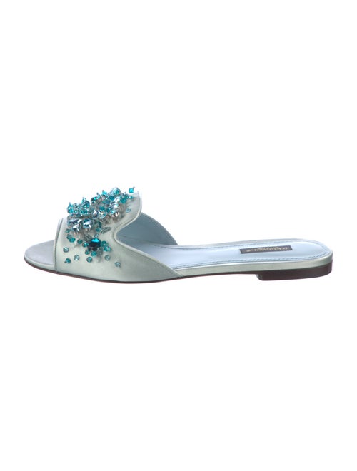 Dolce & Gabbana Satin Crystal Embellishments Slides
