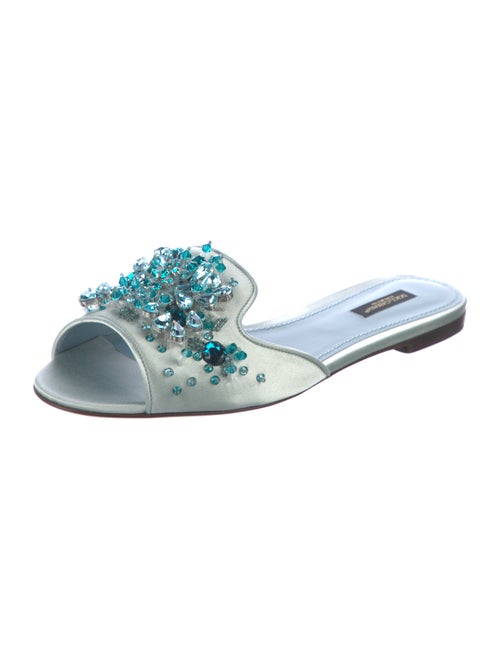Dolce & Gabbana Satin Crystal Embellishments Slides