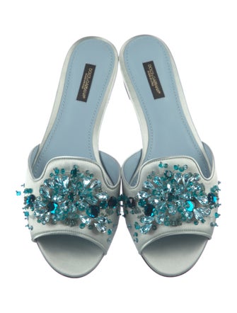 Dolce & Gabbana Satin Crystal Embellishments Slides