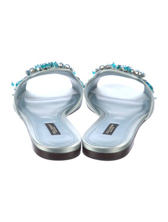 Dolce & Gabbana Satin Crystal Embellishments Slides