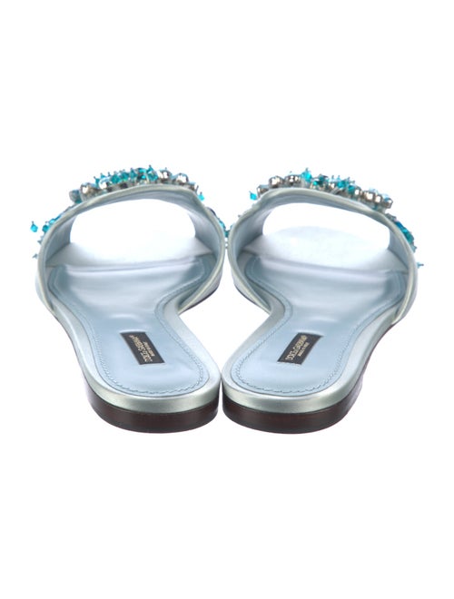 Dolce & Gabbana Satin Crystal Embellishments Slides