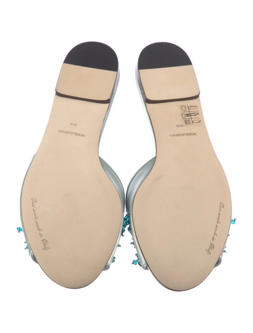 Dolce & Gabbana Satin Crystal Embellishments Slides