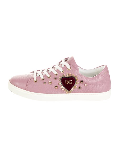 Dolce & Gabbana Sacred Heart Print Leather Sneakers
