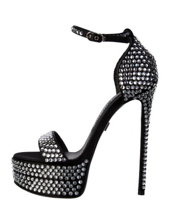 Dolce & Gabbana Satin Crystal Embellishments Sandals