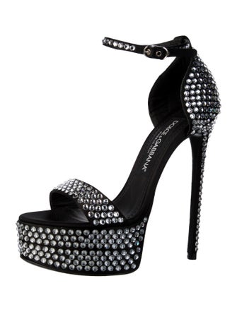 Dolce & Gabbana Satin Crystal Embellishments Sandals