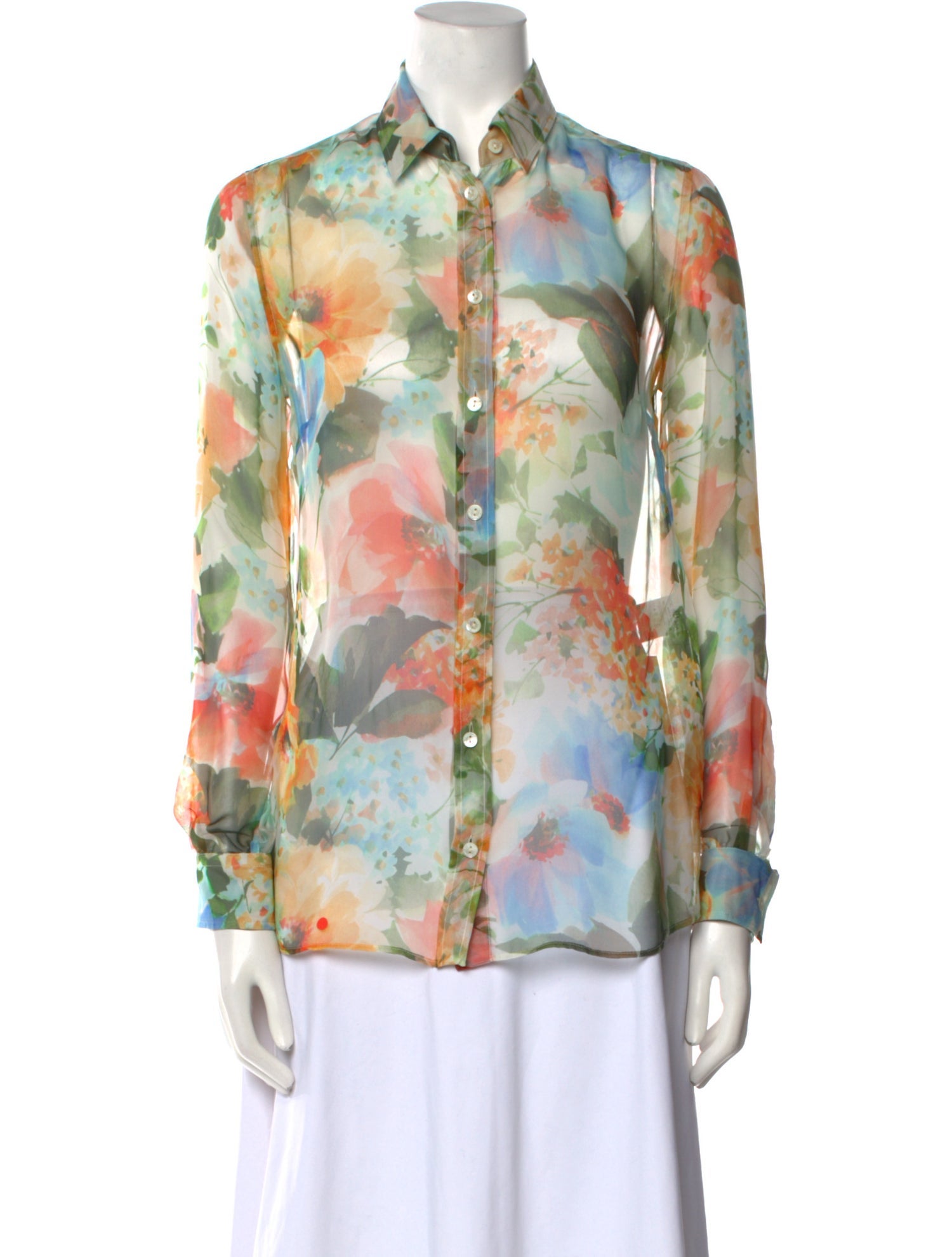 Dolce & Gabbana Silk Floral Print Button-Up Top
