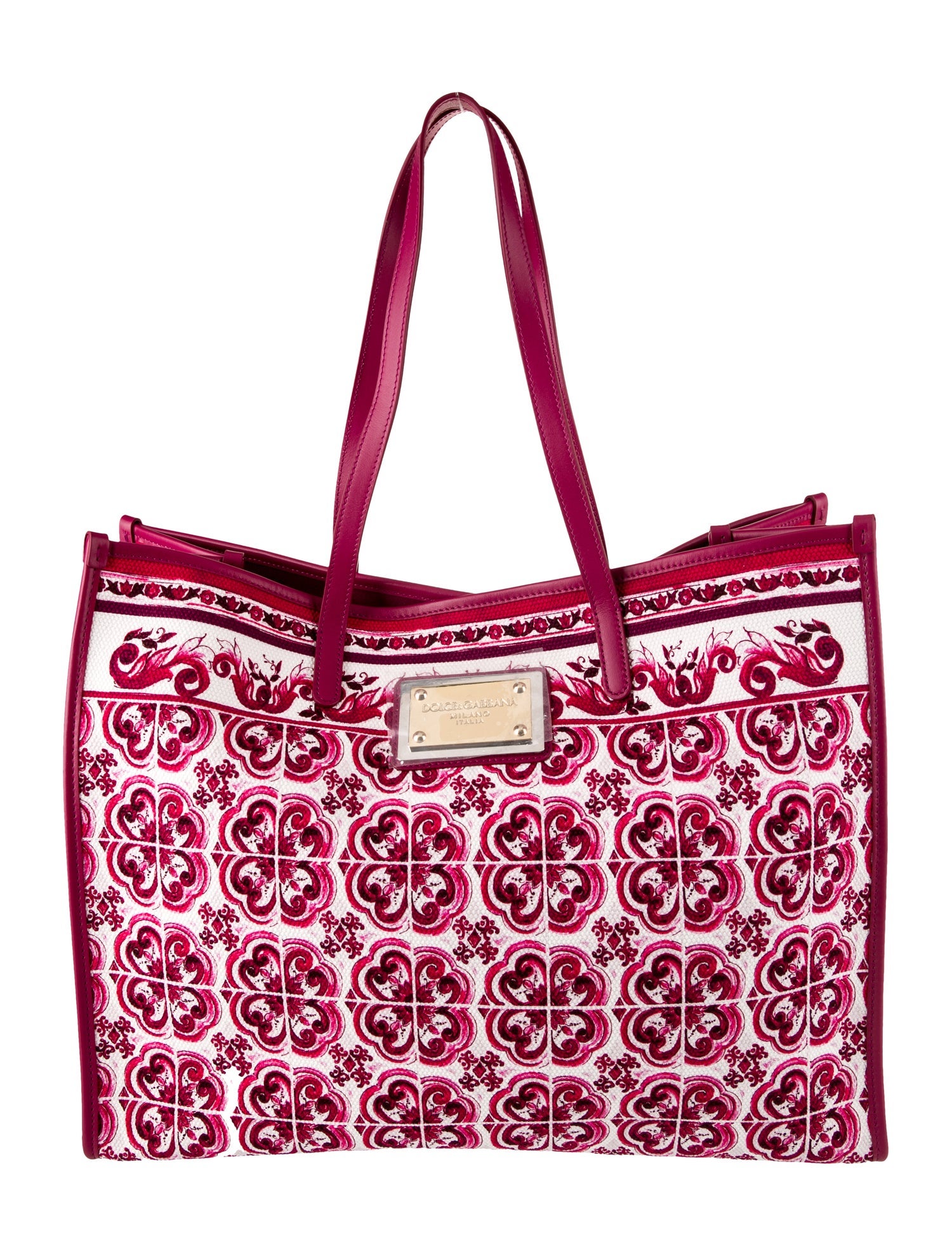 Dolce & Gabbana Majolica Print Calfskin Large Escape Bag