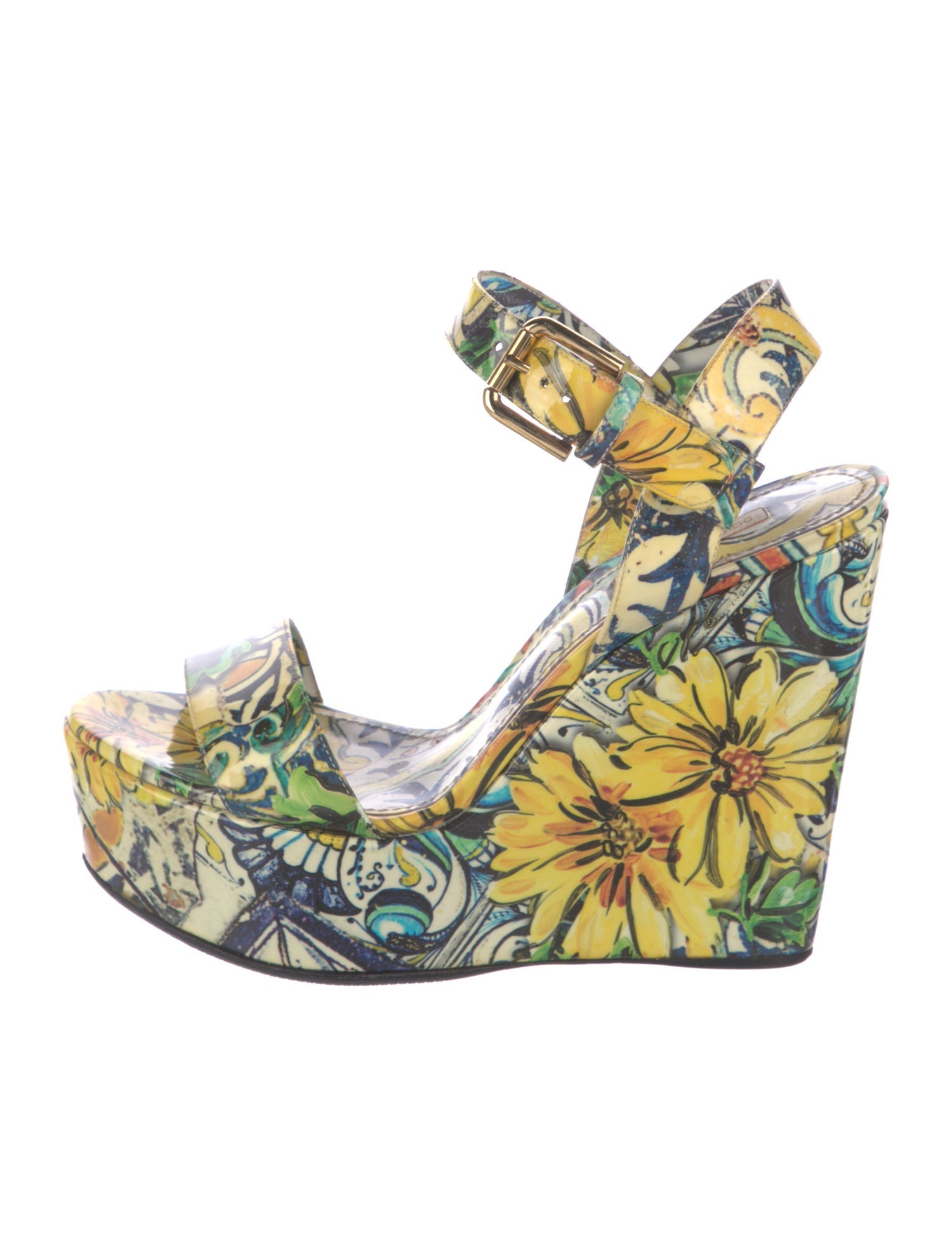 Dolce & Gabbana Patent Leather Printed Sandals