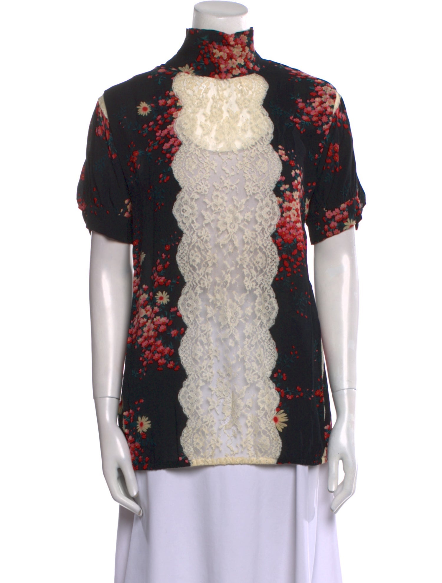 Dolce & Gabbana Floral Print Turtleneck Blouse