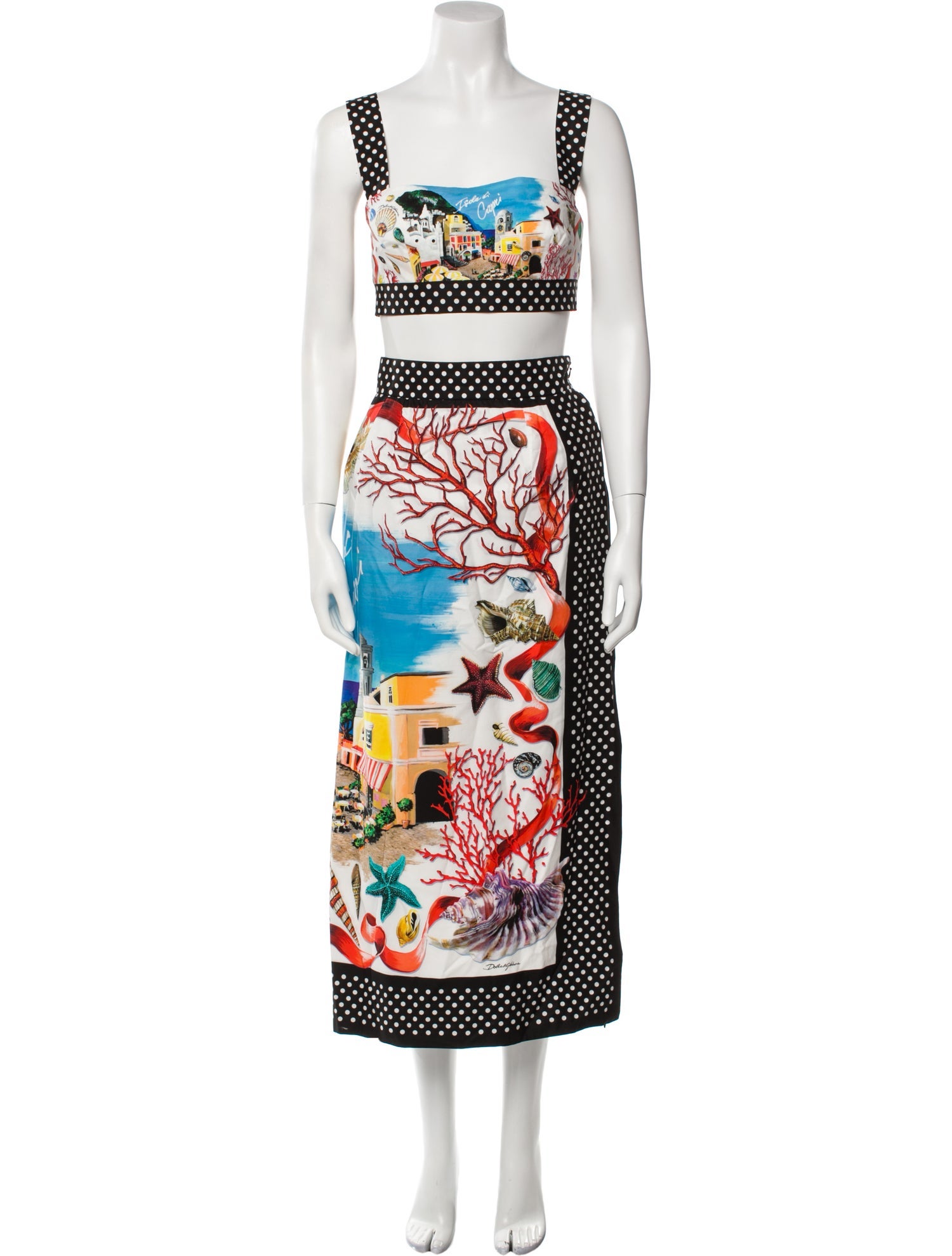 Dolce & Gabbana Printed Cutout Accent Skirt Set w/ Tags