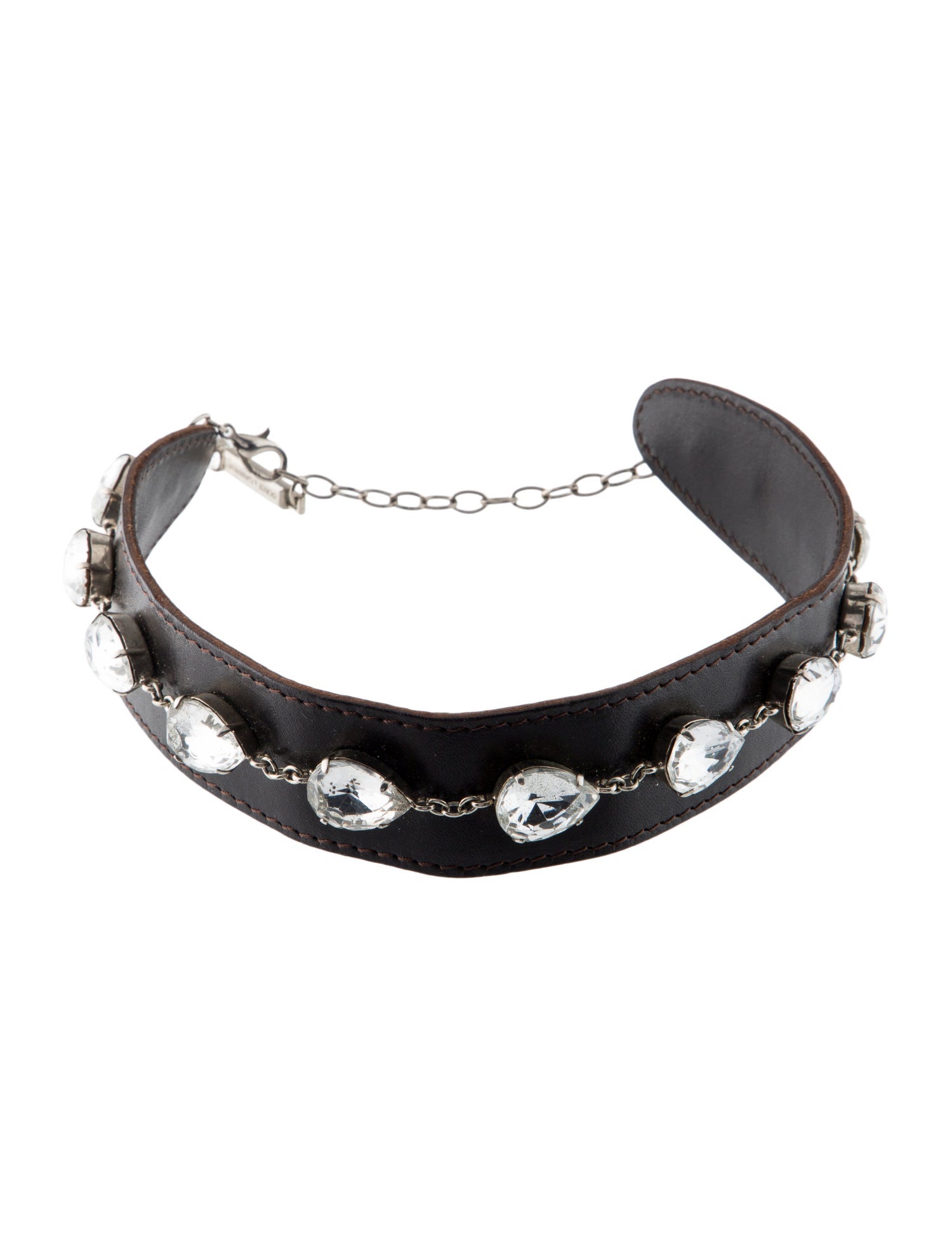 Dolce & Gabbana Vintage Leather & Crystal Collar
