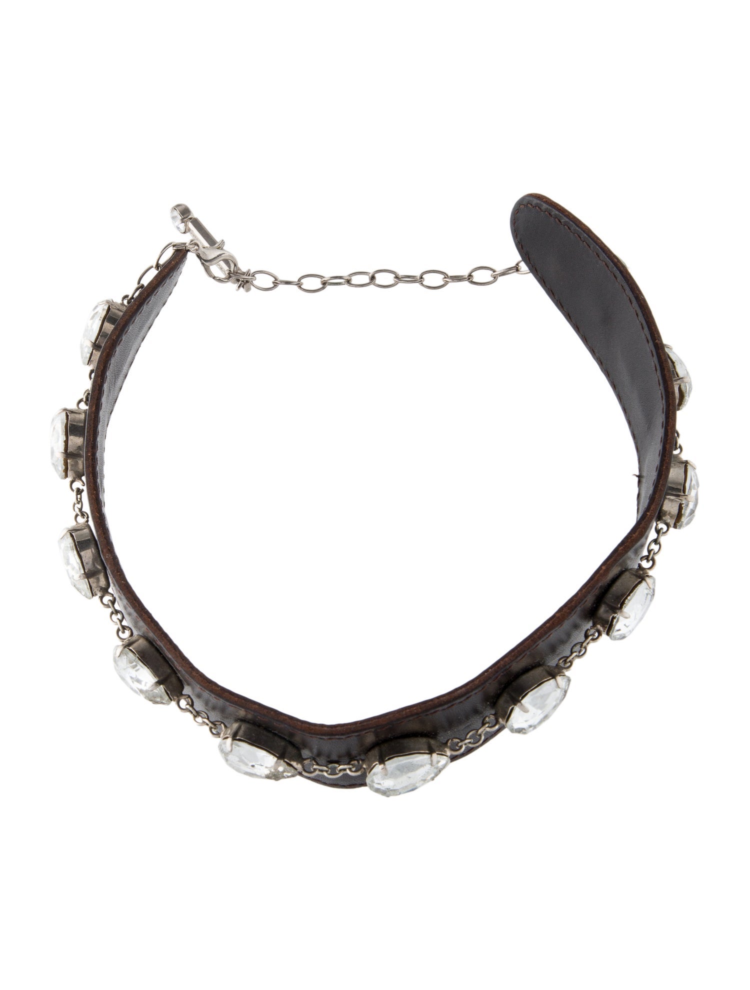 Dolce & Gabbana Vintage Leather & Crystal Collar