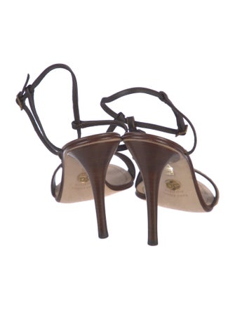 Dolce & Gabbana Leather Crystal Embellishments T-Strap Sandals