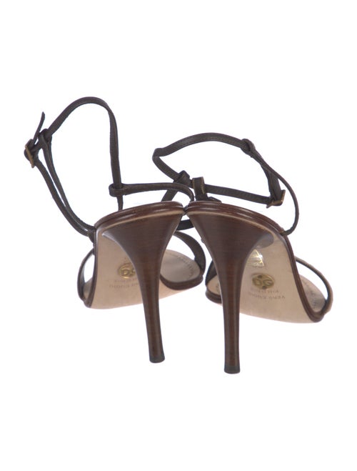 Dolce & Gabbana Leather Crystal Embellishments T-Strap Sandals