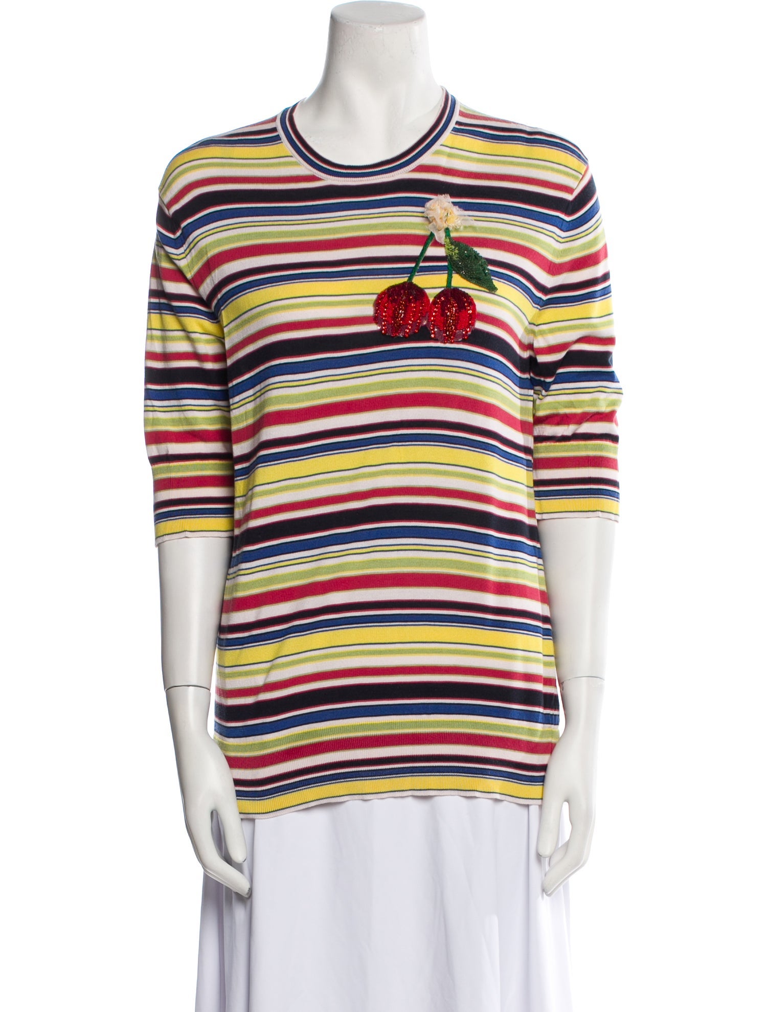 Dolce & Gabbana Silk Striped T-Shirt