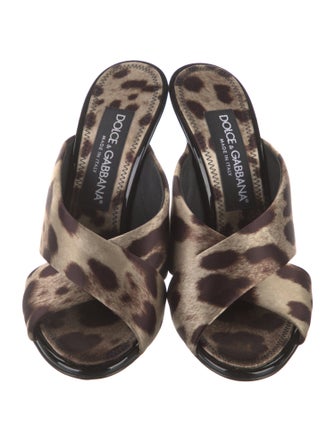 Dolce & Gabbana Satin Animal Print Slides