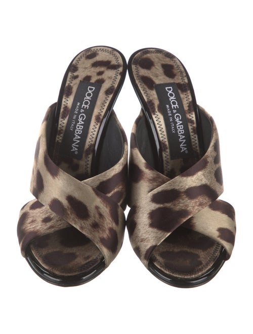Dolce & Gabbana Satin Animal Print Slides