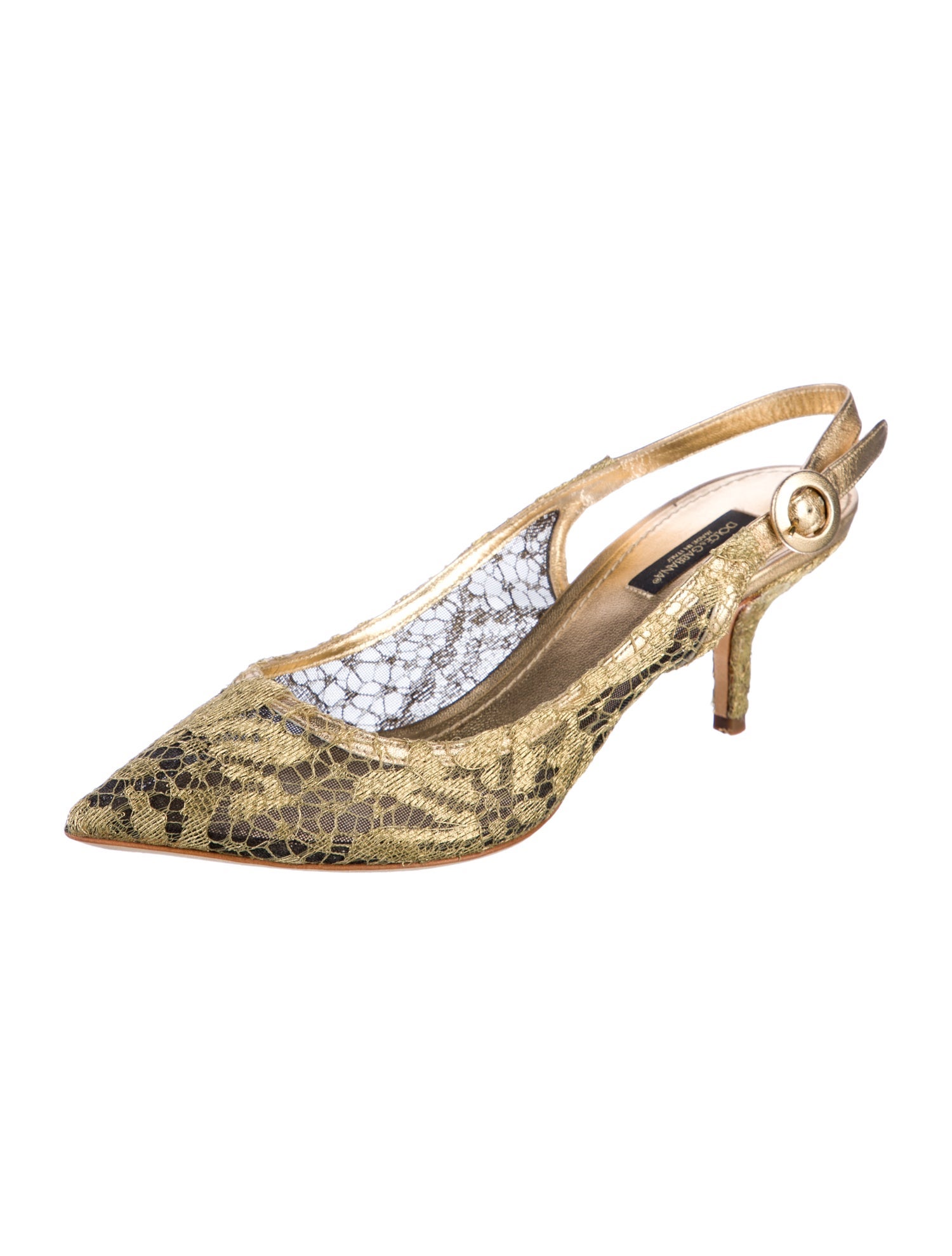 Dolce & Gabbana Lace Lace Pattern Slingback Pumps