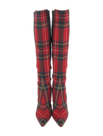 Dolce & Gabbana Plaid Print Sock Boots