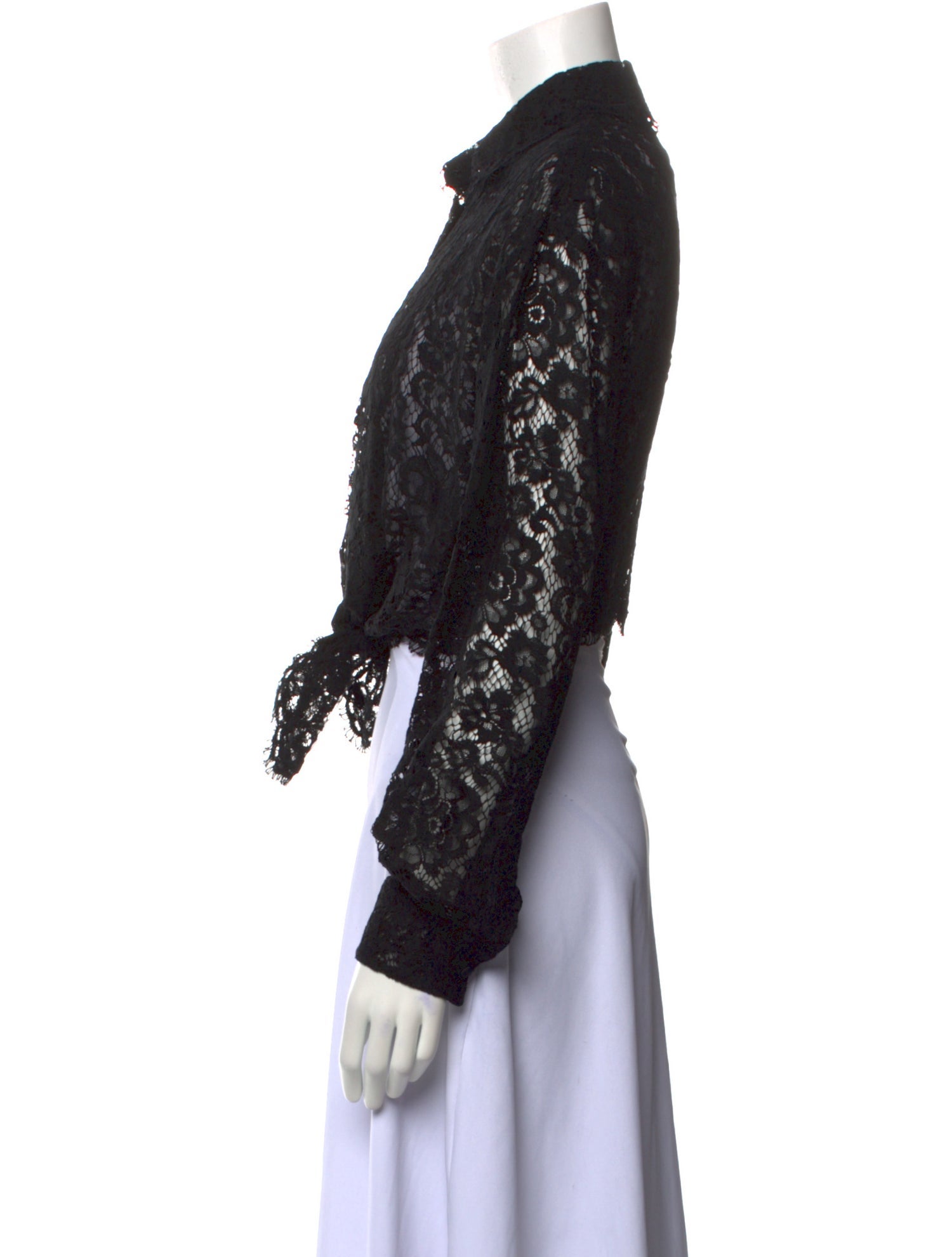 Dolce & Gabbana Lace Pattern Long Sleeve Crop Top