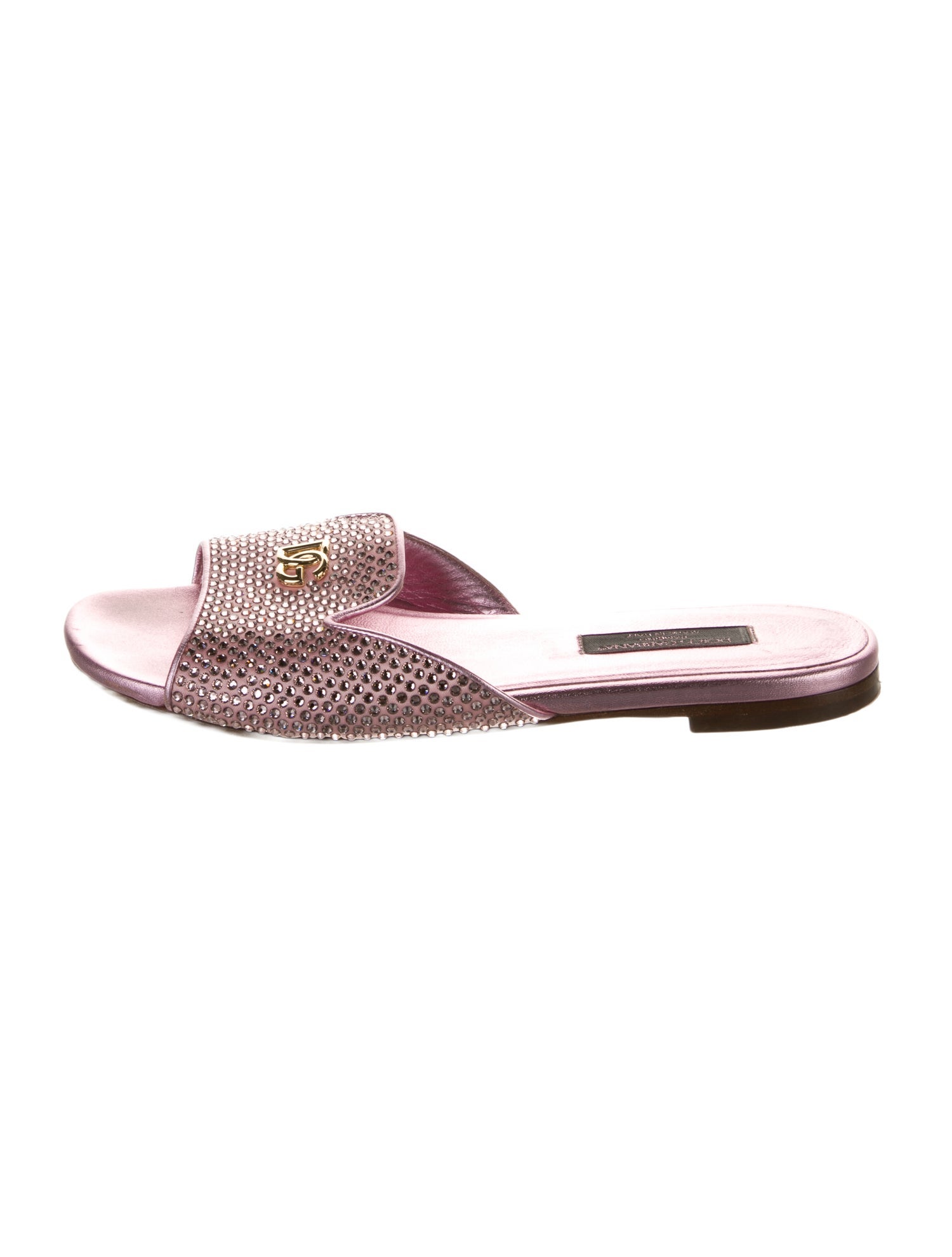 Dolce & Gabbana Satin Crystal Embellishments Slides